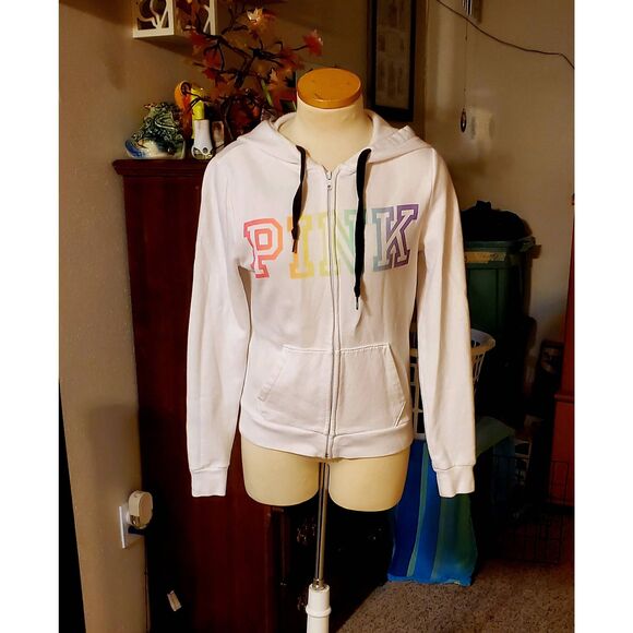 PINK BY VICTORIA'S SECRET WOMENS ZIP FRONT HOODIE - Picture 1 of 7